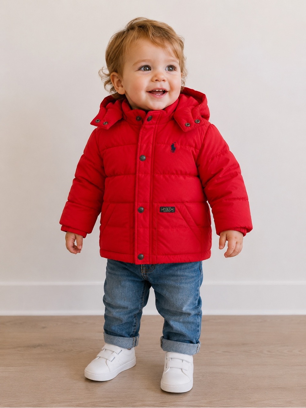 Polo Ralph Lauren Baby Down Puffer Jacket 18 Months Red Toddler Winter Coat